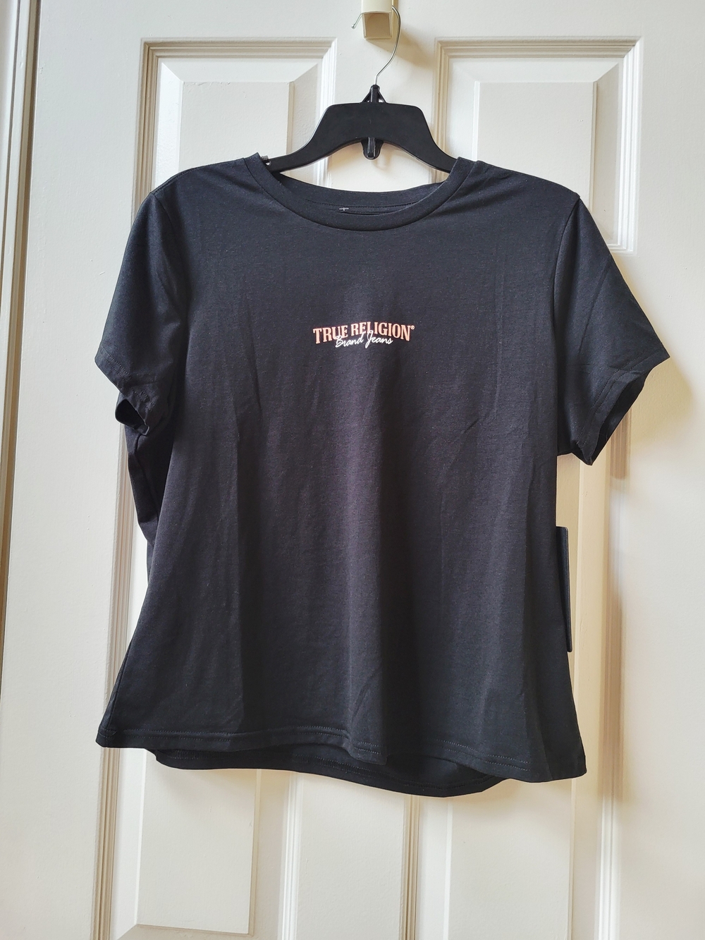True Religion Horseshoe Rhinestone Wing Crewneck T-shirt Jet Black size XL NWT - Picture 2 of 9